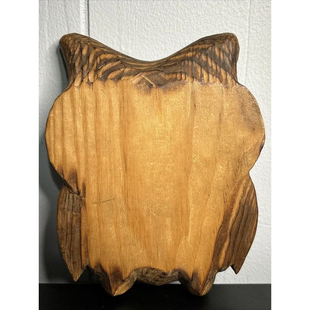 Vintage Wood Hand Carved Owl 6 x 5 Inches Folk art - Picture 2 of 9